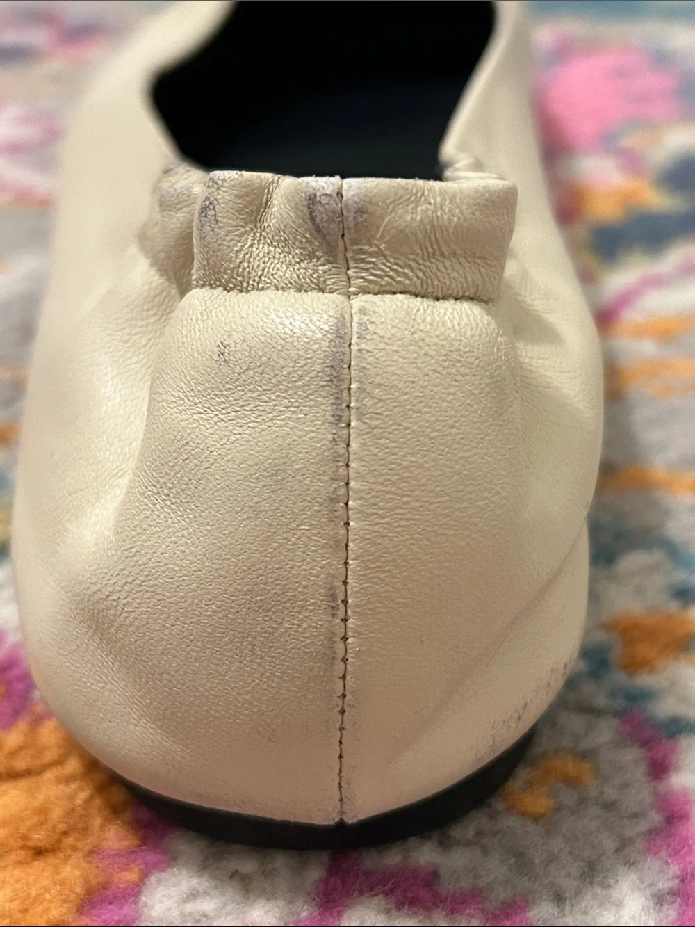 Tory Burch Claire Cap Top Leather Ballet Flats in New Cream/Black Size 9 Neutral